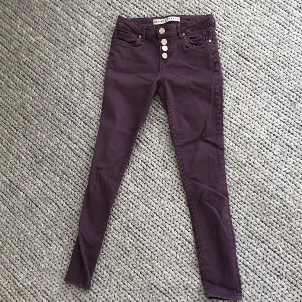 Dark purple high waisted button up jeans